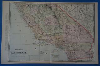 Vintage 1901 Southern California Map Old Antique Atlas Map