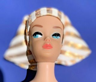 Vintage Fashion Queen Barbie W Gold Lame Swimsuit Oss & Turban Exc - Nm