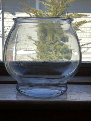 Antique Vintage Round Heavy Glass Bubble Fish Bowl Terrarium Fairy Garden 1.  25