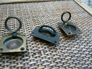 ANTIQUE VINTAGE OLD BRASS WRITING SLOPE BOX SPARE PARTS 3 X BRASS HANDLES 5