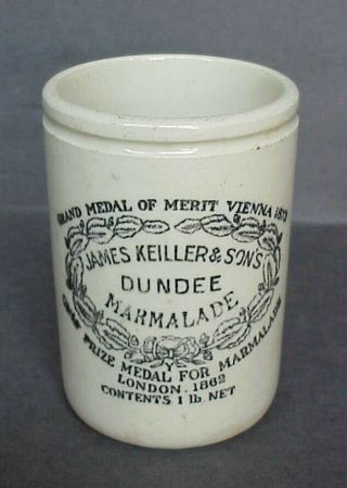 Vintage James Keiller & Sons Dundee Marmalade Stoneware Jar 1862 London Fmf