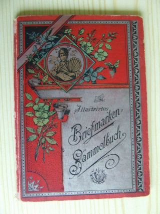 Baumbach 1890s Antique Illustrated Stamp Album Containing World Classic Stamps