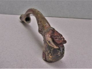 1800 ' s Chinese Smoking Pipe (?),  Bronze w/ Enamel,  Dragon Head Lid 3