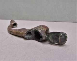 1800 ' s Chinese Smoking Pipe (?),  Bronze w/ Enamel,  Dragon Head Lid 5