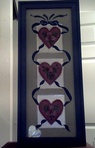 Antique Lovely Heart Painting Made From Wood And Tin Wood Frame Sign Marge 1992