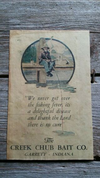 Vintage Creek Chub Bait Co Advertising Sign Poem Poster Garrett Indiana Fishing