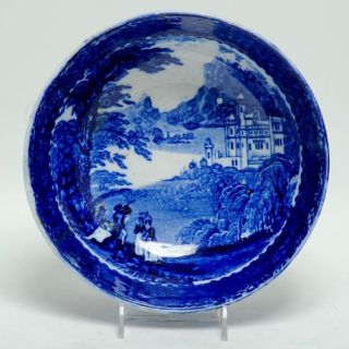 Antique Staffordshire Flow Blue Jenny Lind Bowl Burslem England 7.  5 "