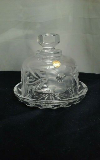 Nachtmann Bleikristall Crystal Round Domed Covered Compote Butter Dish Germany 2