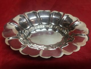 One Vintage Solid Sterling Silver Fluted Nut Candy Dish Bowl