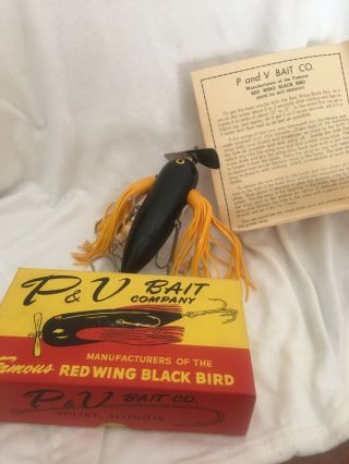 Vintage P&v Bait Company Black Bird Fishing Lure