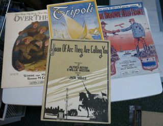 Vintage 1917 - 1920 Sheet Music Military/war Theme Shores Of Tripoli - Over There