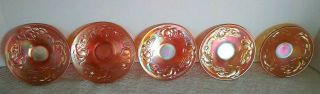 5 Antique Fenton Kittens Iridescent Marigold Carnival Glass 4 5/8 " Plates Set