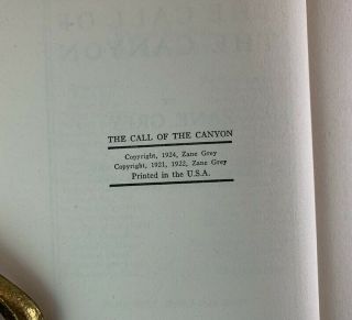 Antique G&D Print In Dust Jacket / Zane Grey The Call of the Canyon 4