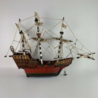 Large Vintage Wooden Ship Model Tudor Galleon Tall Ship