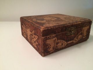 Antique Pyrography Sewing Box / Vintage Box - Victorian Sewing Box - Vanity Box