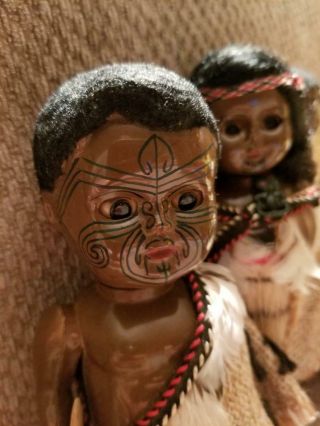 Vintage Celluloid Native American Indian Dolls Woman with Papoose 2