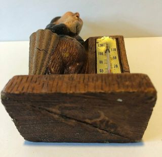 VINTAGE GERMAN BLACK FOREST HAND CARVED WOOD STYLED FIGURE – REAL THERMOMETER 6