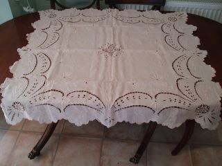 Vintage Linen Table Cloth 43 " X 43 "