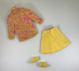 Vintage Francie Barbie Doll Clothes 1219 Somethin ' Else Yellow & Pink Outfit 5