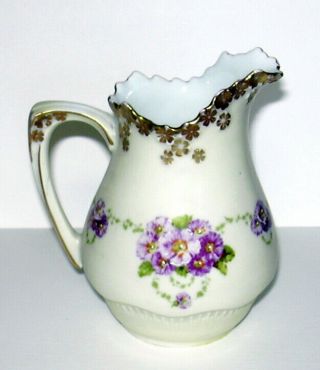 Antique Porcelain Old Ivory Creamer Primrose Rare Ohme Silesia Germany Nr