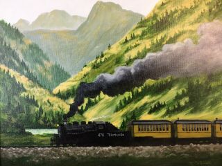 Rio Grande Train In The Mountains Oil Vintage Painting By Mildred Coleman