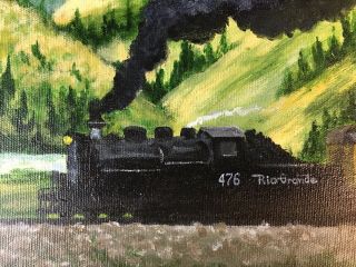 Rio Grande Train In The Mountains oil Vintage painting by Mildred Coleman 5