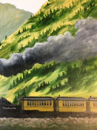 Rio Grande Train In The Mountains oil Vintage painting by Mildred Coleman 7
