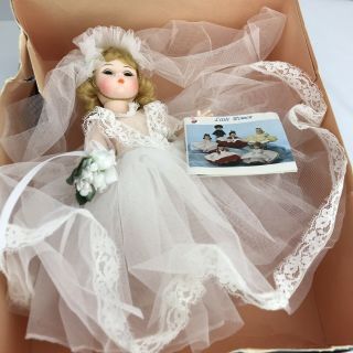 Vintage Madame Alexander Blonde Bride Doll 8 Inch Box Dress Veil Garter Made Usa