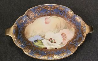 Antique Nippon White Porcelain " Golden Eagle " Poppy Dish 9 1/2 " Across 6 " W