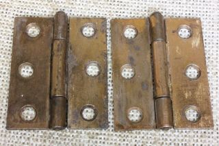 2 Cabinet Door Hinges Interior Shutter Rustic Copper 2 1/8 X 1 3/4 Removable Pin