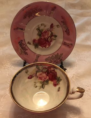 Pink And Gold Royal Halsey L&m Cup And Saucer