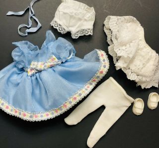 Vintage Vogue Dress Set Outfit For Ginny Dolls 7 - 8” Size Blue Sheer Party Shoes