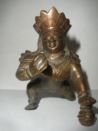 Antique East Indian Bronze Balakrishna Sculpture Figure