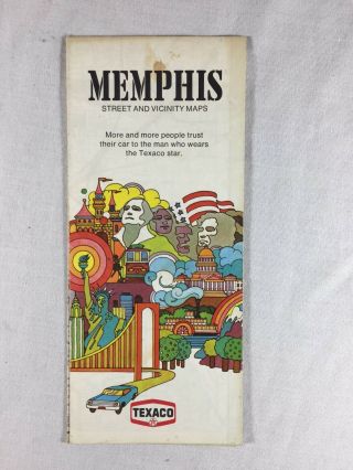 Vintage Texaco Road Map Memphis Tennessee Gas Oil Advertising Map