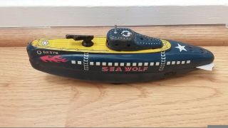 Antique Vintage Louis Marx &co.  Inc.  Tin Litho Seawolf Toy Submarine