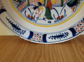 c1750 Large Antique ENGLISH DELFTWARE Plate Polychrome CHINOISERIE Decoration 5