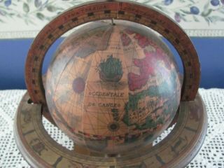 Small Vintage Wood/Paper World Globe w/ Zodiac Signs,  Italian & English Labels 2