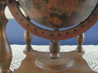 Small Vintage Wood/Paper World Globe w/ Zodiac Signs,  Italian & English Labels 3
