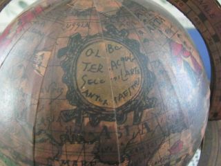 Small Vintage Wood/Paper World Globe w/ Zodiac Signs,  Italian & English Labels 4