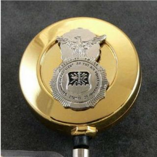 Us Air Force Usaf Military Security Police Sp Badge Retractable Id Holder Reel