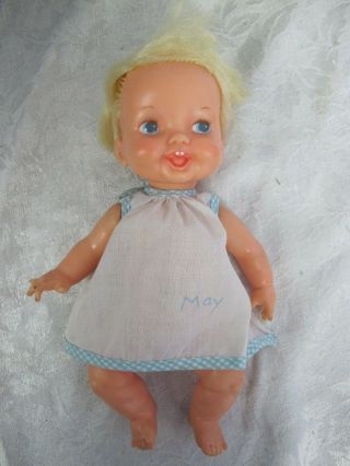 Vintage Ideal 8 " Doll 1970 Belly Button Baby Moving Limbs