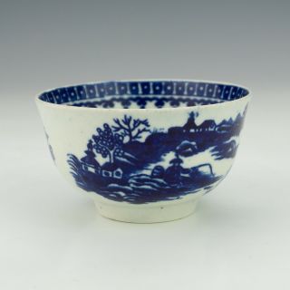 Antique English Pottery - Blue & White Chinese Inspired Tea Bowl - Early
