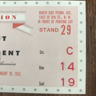 President Dwight D.  Eisenhower & Richard Nixon 1953 Inauguration Ticket 5