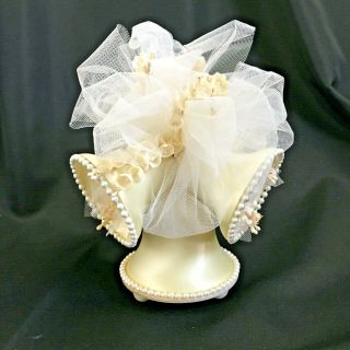 Vintage 1965 Wedding Bells Cake Topper W Pearls & Lilly Of The Valley Flowers