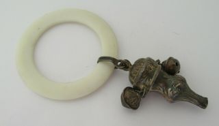 Mid 20th C Silver Babies Rattle By Crisford & Norris,  Birmingham 1948