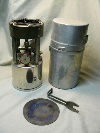 Vintage Coleman 530gi Stove Dated A47 W/funnel,  Wrench,  Heat Plate,  Storage Pot