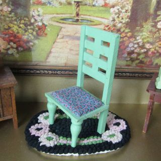 Antique 20s 30s Dollhouse Green Chair Wood Dining Living Room Furniture 1920s