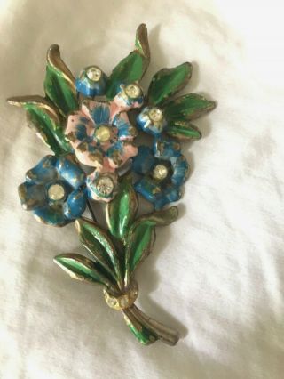 Antique Floral Brooch/pin Signed S In Star Fred Gray Corp.  Made Usa