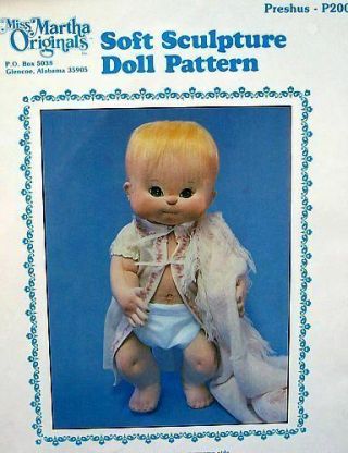 Preshus Soft Sculpture Doll Pattern Miss Martha Vintage