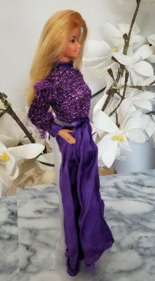 Mattel Vintage Superstar Era Barbie Blonde Pink Skin Taiwan In Purple Dress 5